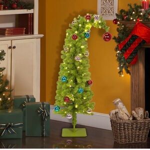 Grinch Whimsical Green Christmas Tree with Colorful Ornaments, Never opened